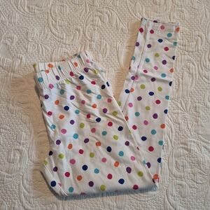 Lands End girls size 14 or Large white leggings with polka dots GUC